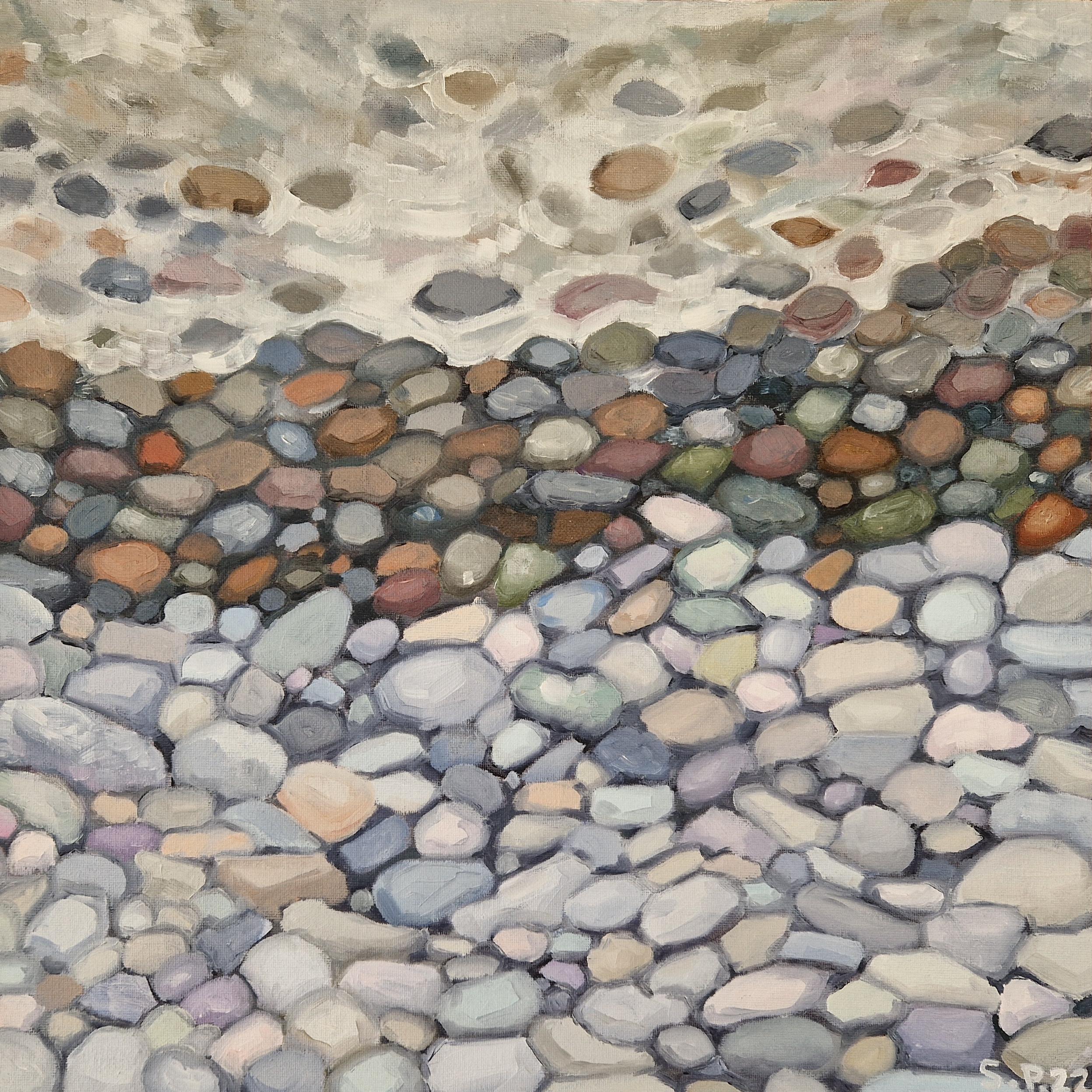 The painting 'Pebbles 2'.