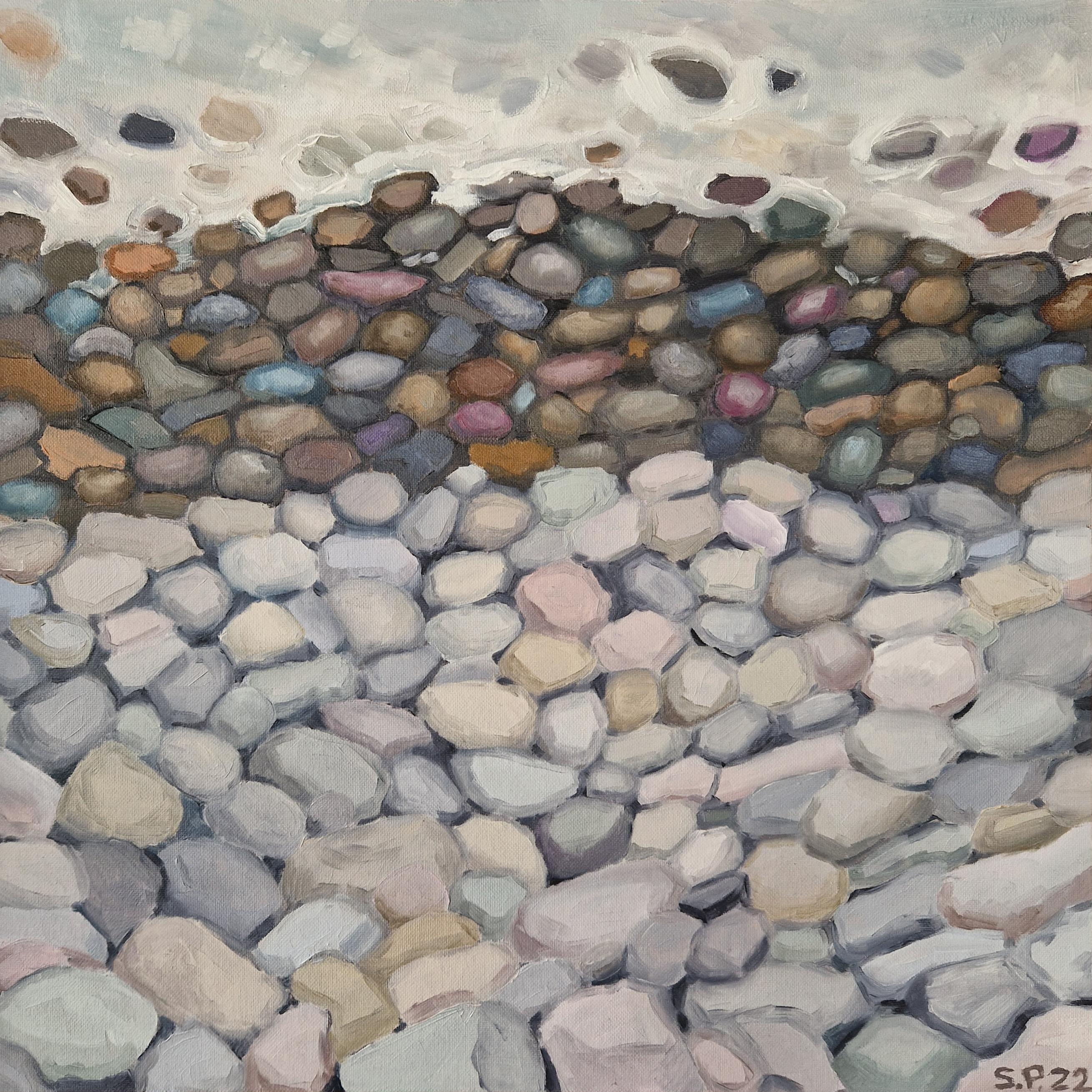The painting 'Pebbles 3'.
